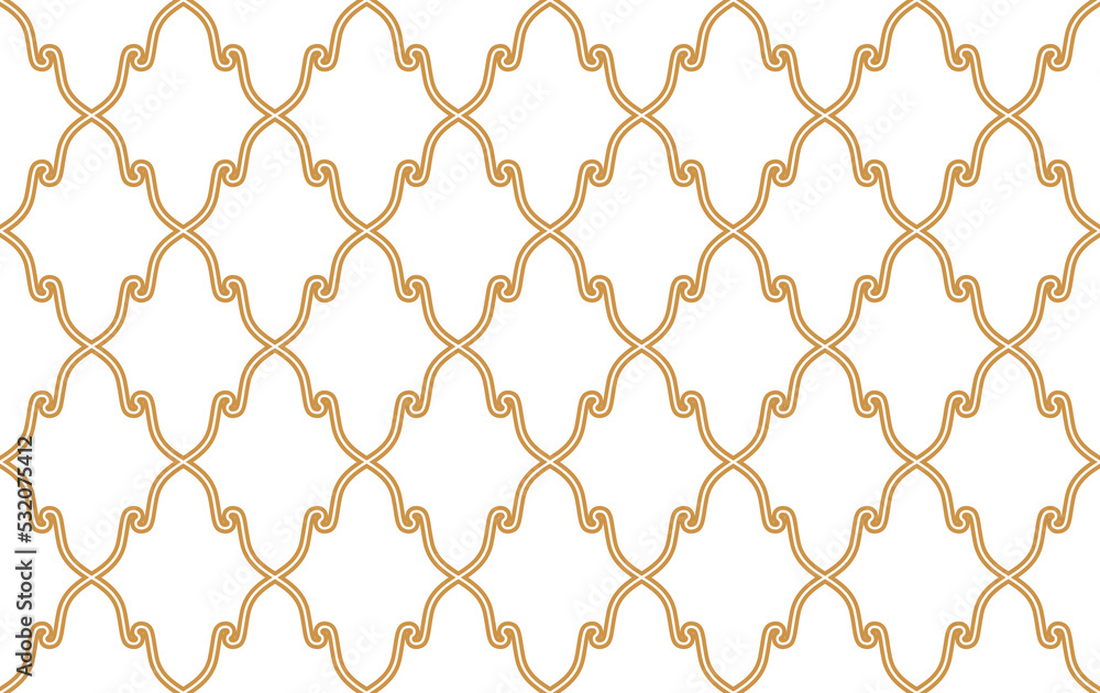 Fototapeta premium Abstract geometry pattern in Arabian style. Seamless vector background. White and gold graphic ornament. Simple lattice graphic design