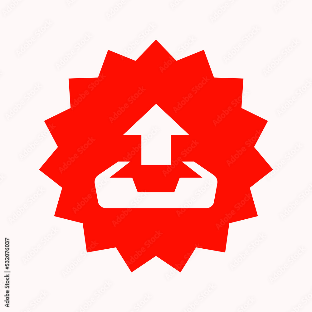 Red star uploads a flat icon Red star uploads a flat icon