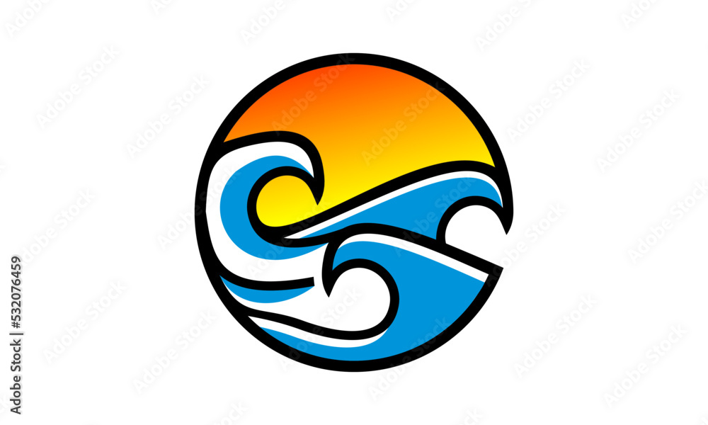 beach water wave logo design beach water wave logo design
