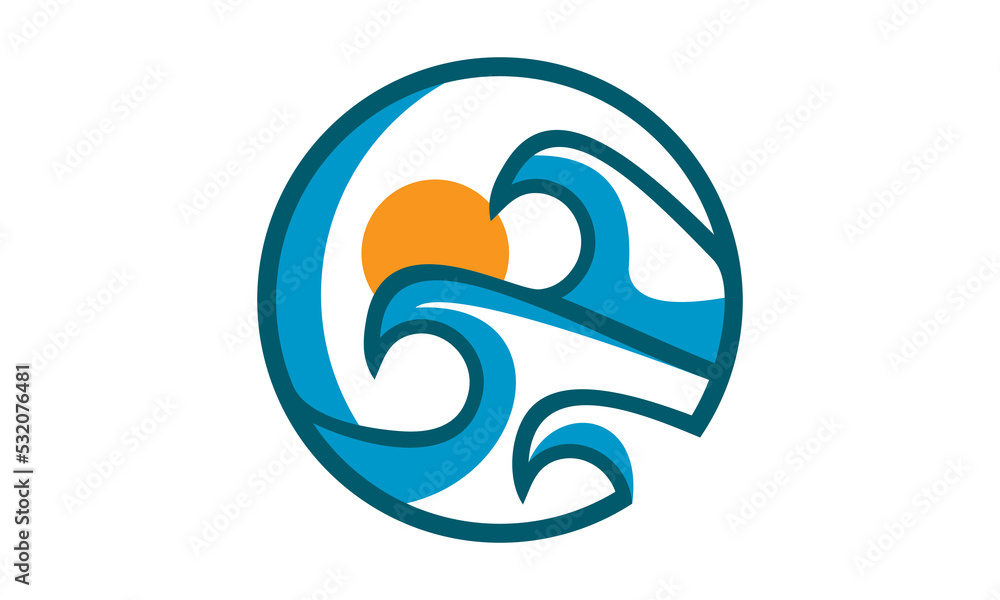 exotic water wave beach logo illustration exotic water wave beach logo illustration