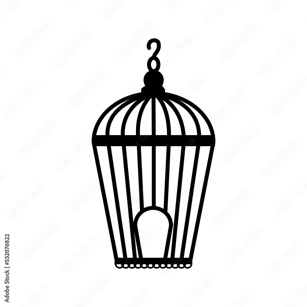 silhouette birdcage vector illustration isolated white background