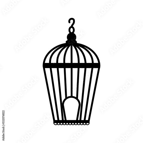 silhouette birdcage vector illustration isolated white background
