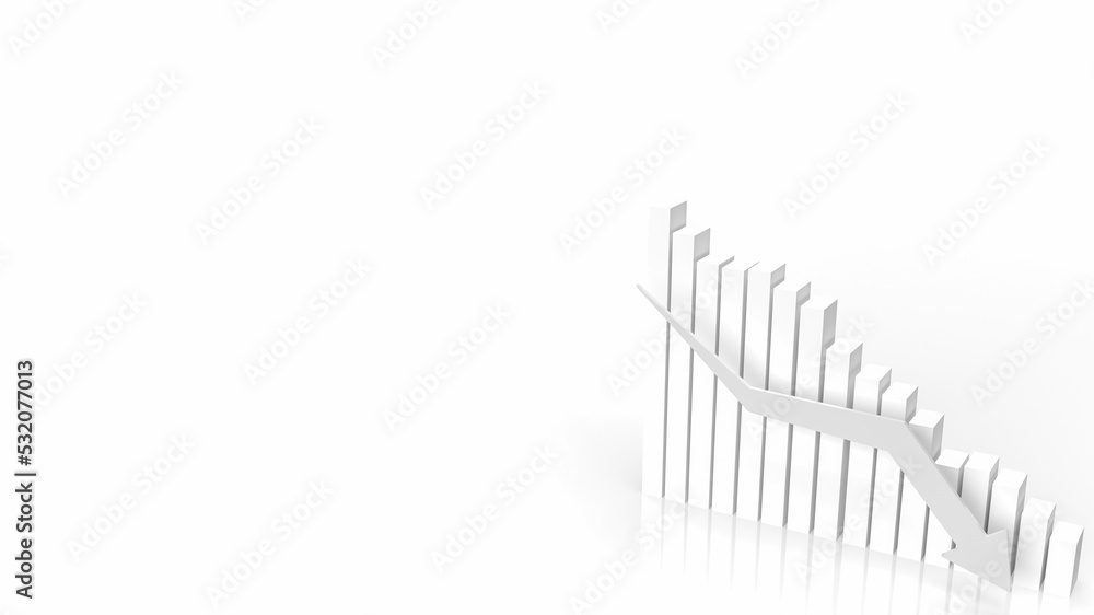The white business chart arrow down 3d rendering The white business chart arrow down 3d rendering