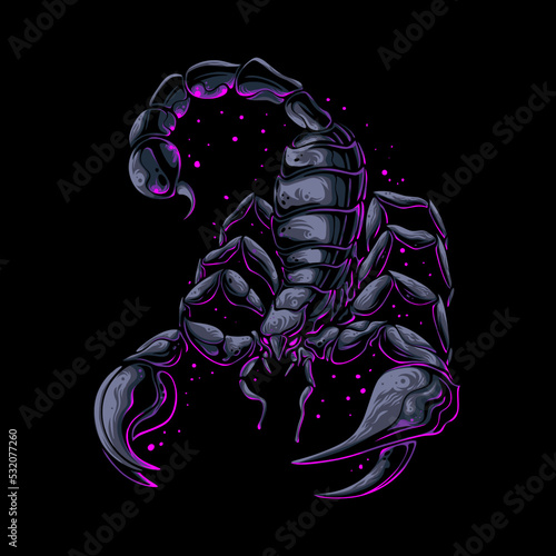 Vector Illustration Colorful Scorpion in a Stance Ready to Attack With its Sting Vintage Illustration