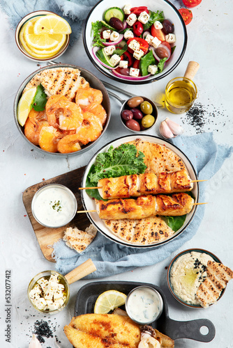 Traditional greek food mix.