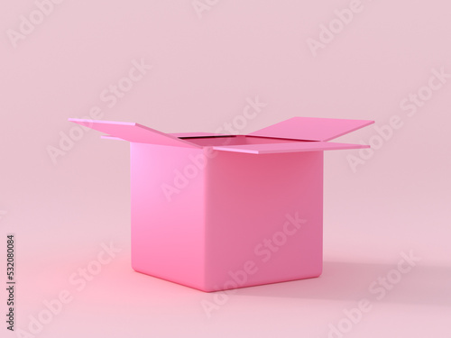 pink box open abstract 3d rendering