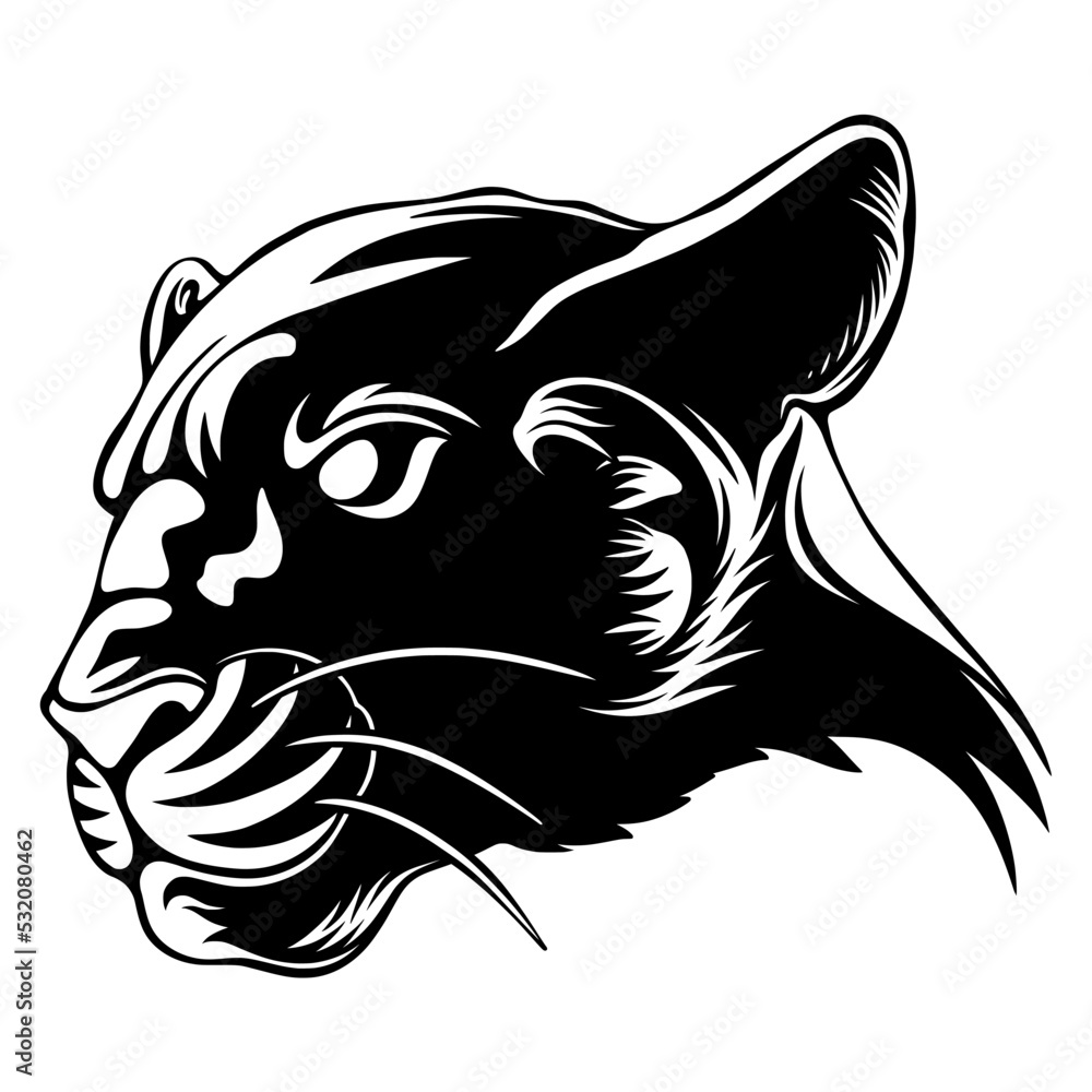 vector illustration Side view of panther head with cool and relaxed