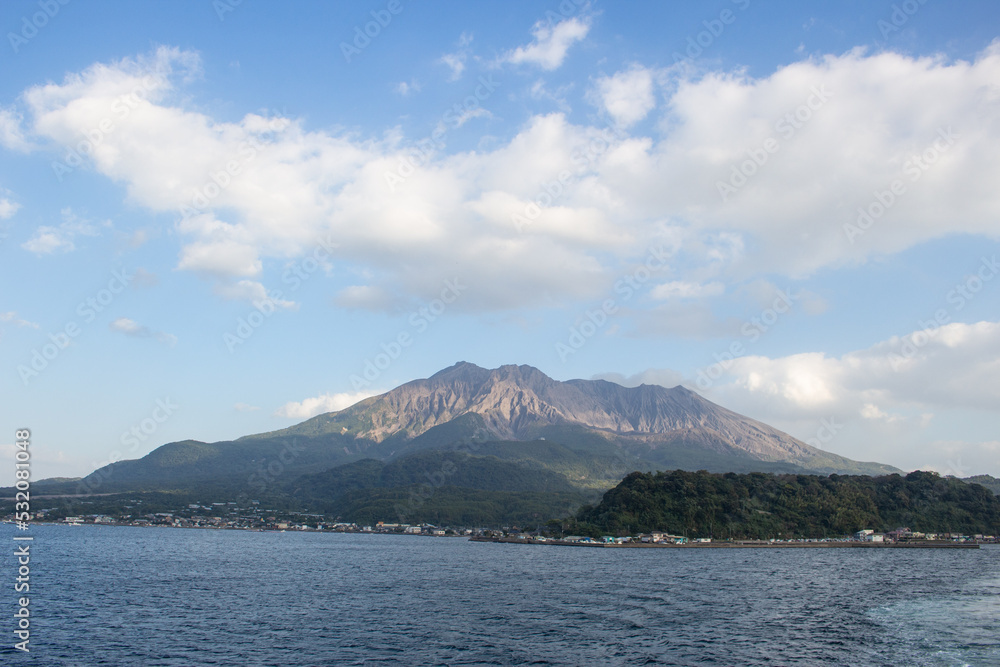 Close up view of Sakurajima Volcano (Active Volcano) in Kagoshima, Japan