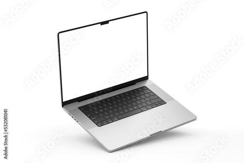 clean and realistic laptop device pro with 16 inch lcd screen display realistic mockup isolated 3d rendering in perspective view photo
