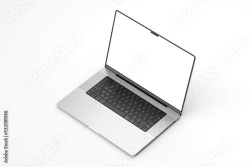 realistic notebook laptop pro with 16 inch screen display isolated mockup template 3d rendering in isometric view