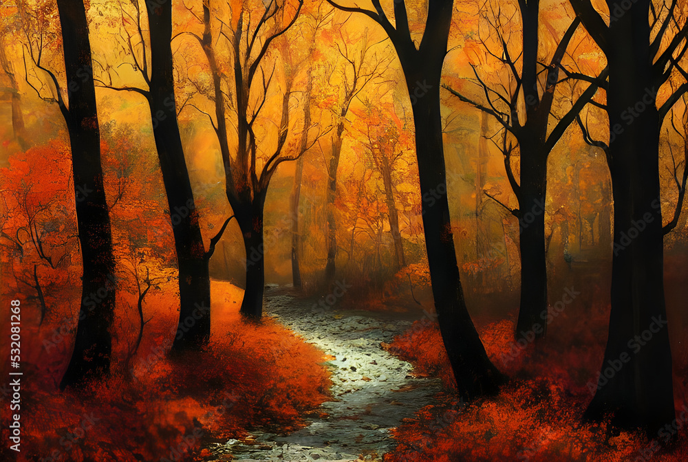 Woods in the autumn. Beautiful fall colors. Woods in the autumn. Beautiful fall colors.
