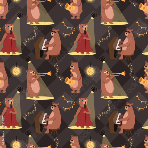 Photography Bears are musicians playing jazz. Vector illustration