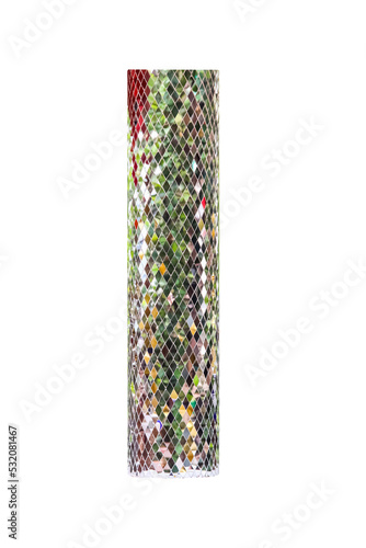 Pole with stained glass mirror patterns isolated on white background , clipping path