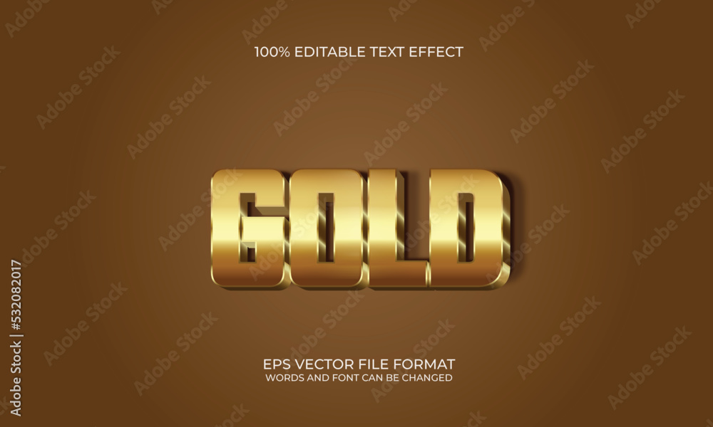 Gold 3d editable text effect style with background, Gold text effect, ediatble vecto file. typography, font effect