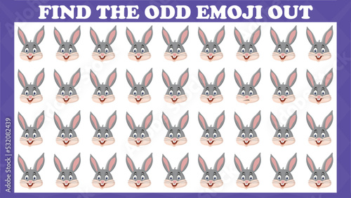 Find The Odd Emoji Out # 17, Visual Logic Puzzle Game. Activity Game For Children. Vector Illustration.