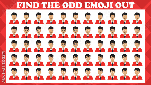Find The Odd Emoji Out # 16, Visual Logic Puzzle Game. Activity Game For Children. Vector Illustration.
