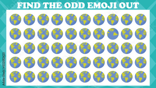 Find The Odd Emoji Out # 14, Visual Logic Puzzle Game. Activity Game For Children. Vector Illustration.