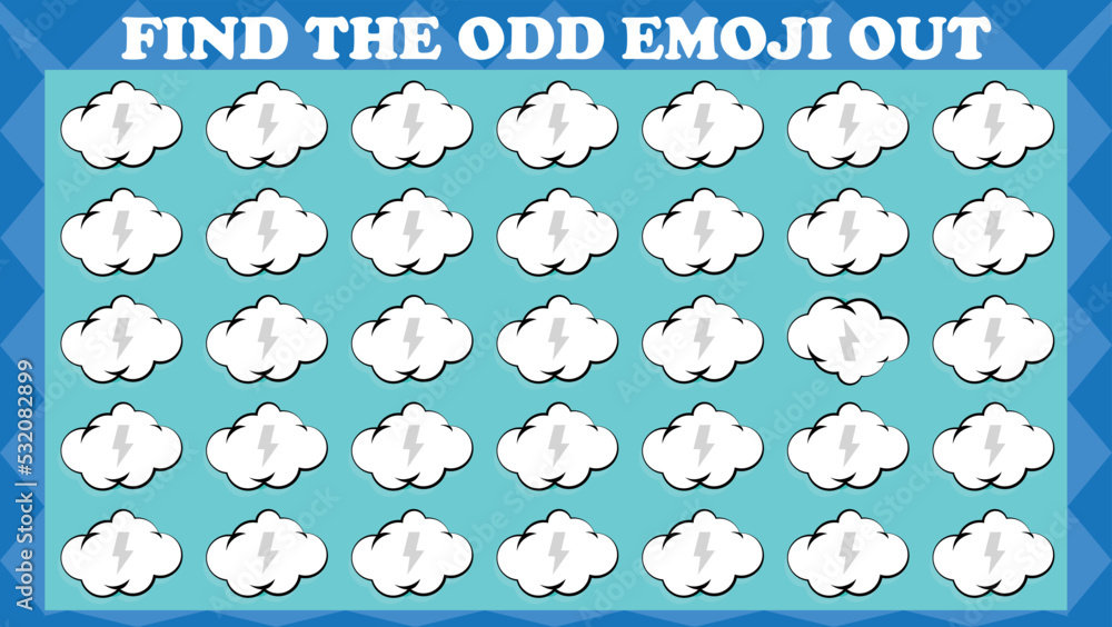 Find The Odd Emoji Out # 9, Visual Logic Puzzle Game. Activity Game For Children. Vector Illustration. Find The Odd Emoji Out # 9, Visual Logic Puzzle Game. Activity Game For Children. Vector Illustration.
