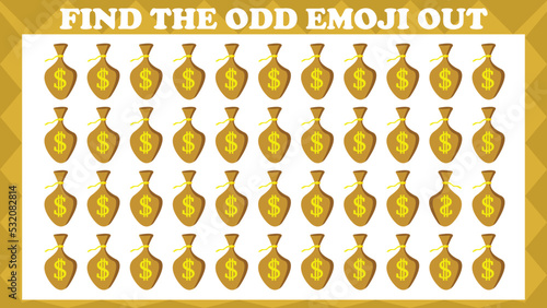 Find The Odd Emoji Out # 11, Visual Logic Puzzle Game. Activity Game For Children. Vector Illustration.