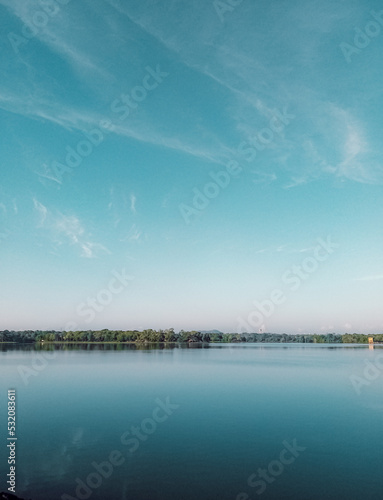 blue sky over lake