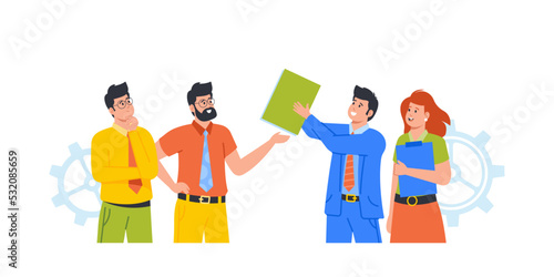 Business People Discuss Project or Idea on Board Meeting in Office. Brainstorm, Negotiation Concept. Project Development