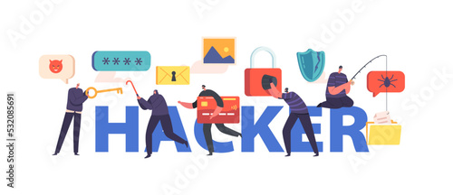 Hacker Concept, Cyber Criminals Phishing, Stealing Private Personal Data, Credentials, Password, Bank Document