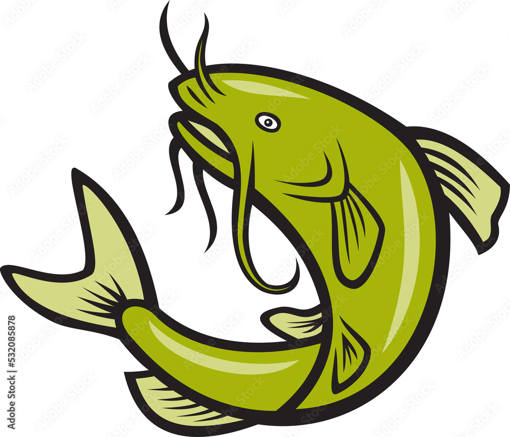Catfish Fish Jumping Cartoon Catfish Fish Jumping Cartoon