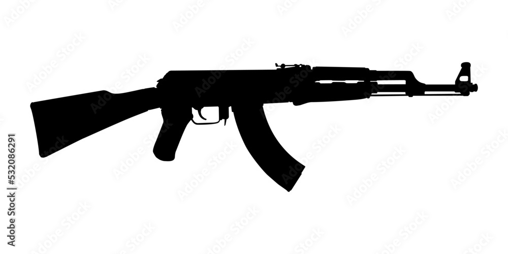 Silhouette of the AK 47 Gun for Pictogram or Graphic Design Element