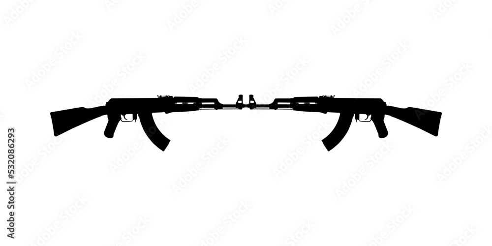 Silhouette of the AK 47 Gun for Pictogram or Graphic Design Element