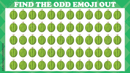Find The Odd Emoji Out # 4, Visual Logic Puzzle Game. Activity Game For Children. Vector Illustration.