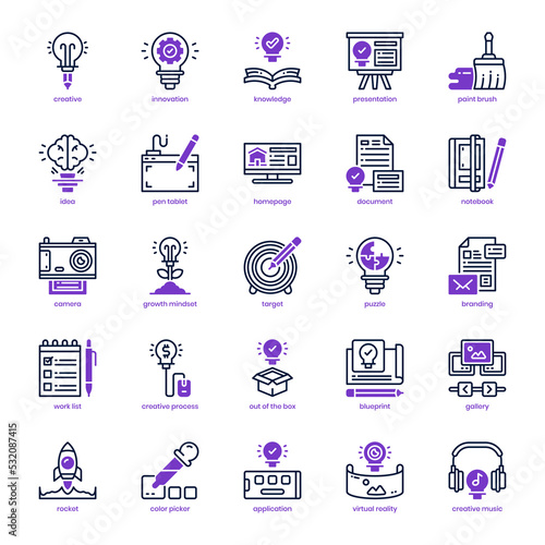 Creative Innovation icon pack for your website design, logo, app, and user interface. Creative Innovation icon mixed line and solid design. Vector graphics illustration and editable stroke.