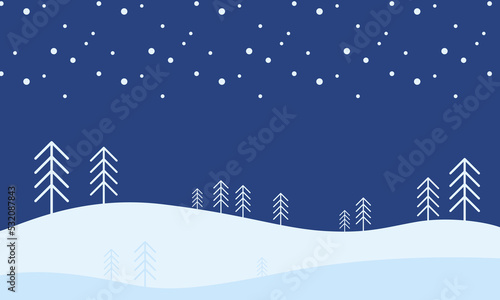 Winter background with simple Christmas trees in the forest