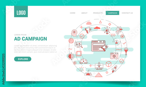 ad campaign concept with circle icon for website template or landing page homepage