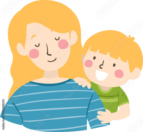 Girl Kid Boy Son Mom Massage Arm Illustration