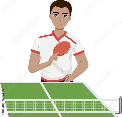 Teen Guy Black Table Tennis Illustration