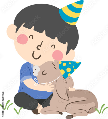 Kid Boy Goat Petting Zoo Birthday Hat Illustration