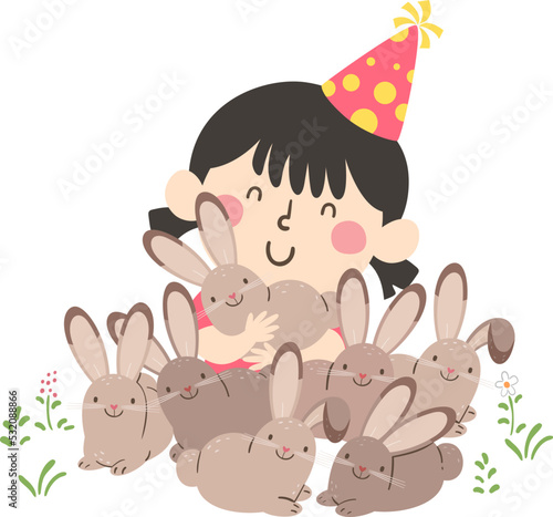 Kid Girl Rabbits Petting Zo...