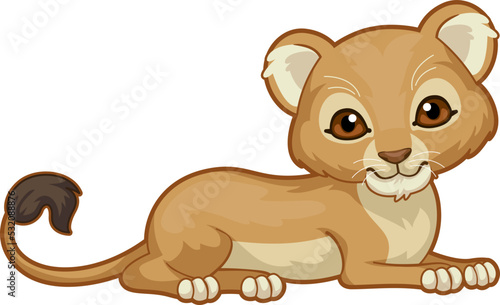 Lion Cub Lying Down Illustration