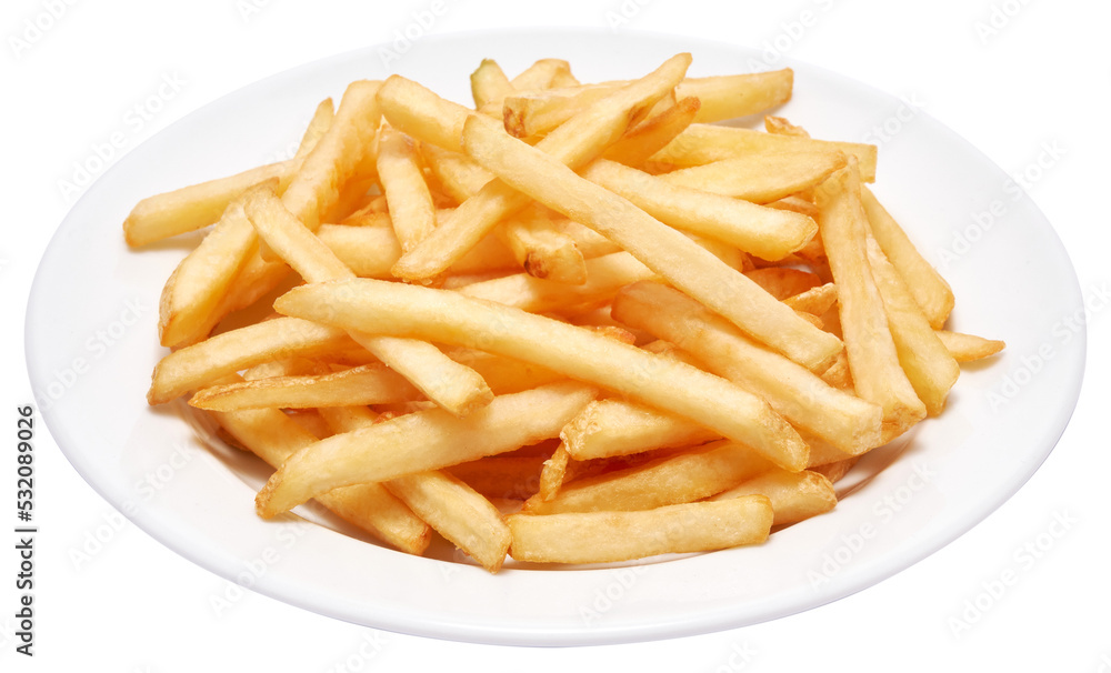 French fries potatoes on white ceramic plate French fries potatoes on white ceramic plate