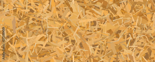 Seamless pattern of OSB from wooden chips. Plywood building panels. Vector texture. Oriented particle board background. Sheet of fibreboard with fragments of compressed sawdust.