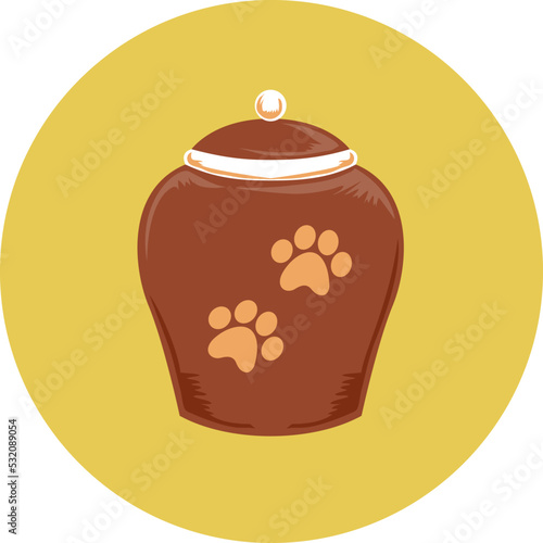 Pet Urn Cremation Paw Prints Illustration