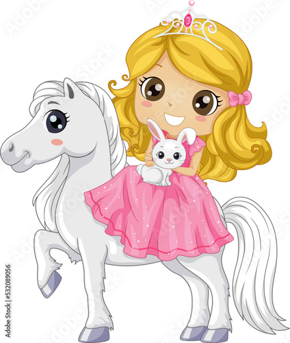 Pony Girl Princess Rabbit Petting Zoo Illustration
