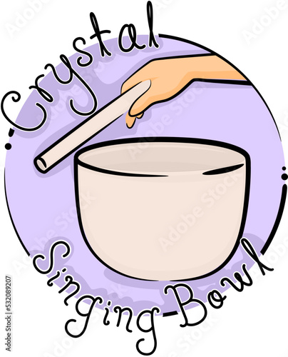 Icon Crystal Singing Bowl Hand Illustration