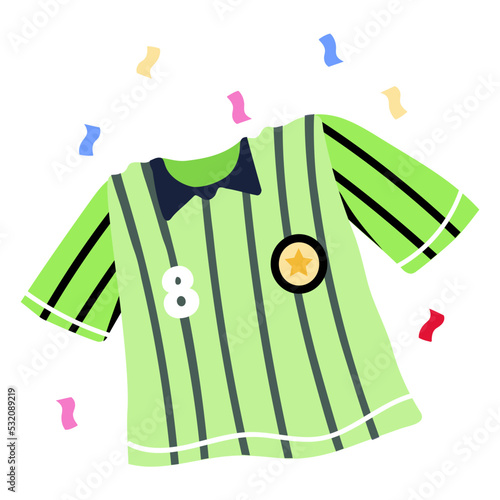 Modern flat sticker icon of sports jersey