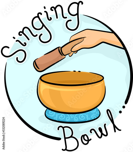 Icon Singing Tibetan Bowl Hand Illustration