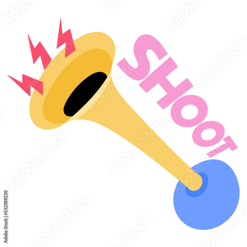Speaker in hand for promotion, flat icon