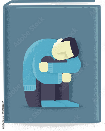Man Lonely Book Illustration