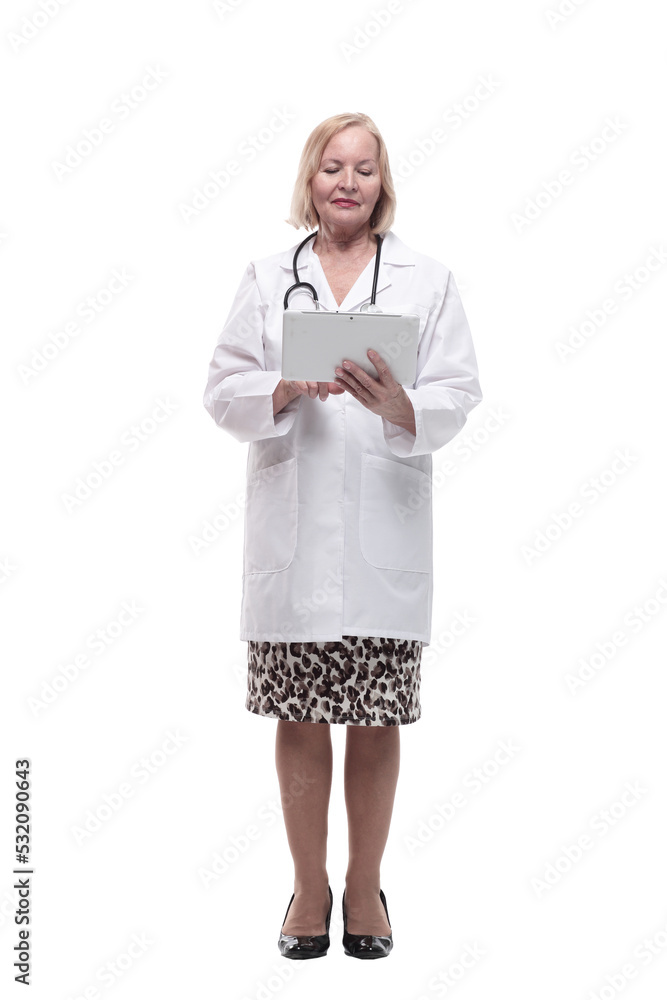 in full growth. medical woman with a digital tablet. in full growth. medical woman with a digital tablet.