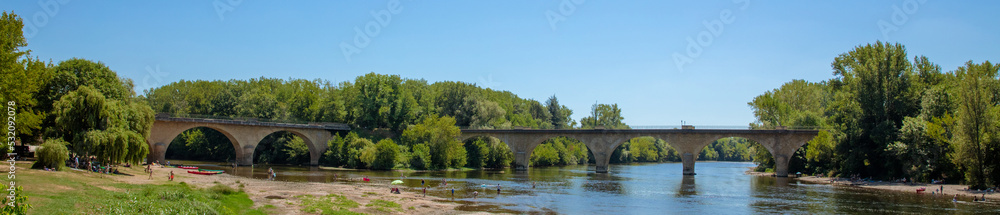 panorama of river and bridge- dordogne