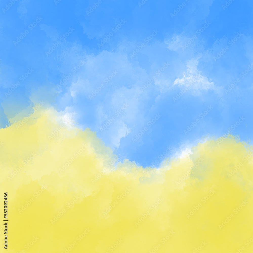 Watercolor yellow blue background. Ukrainian flag colors. Perfect for card, banner, template, decoration, print, cover, web, element design.